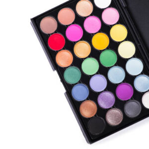 Beauty cosmetic shadow palette isolated on white background