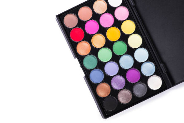 Beauty cosmetic shadow palette isolated on white background