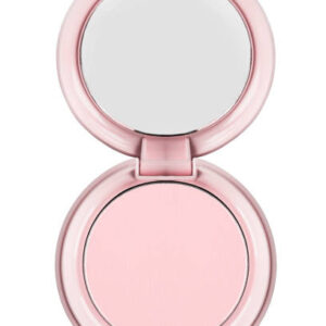 Rose pink mat blush in puff box isolated over white